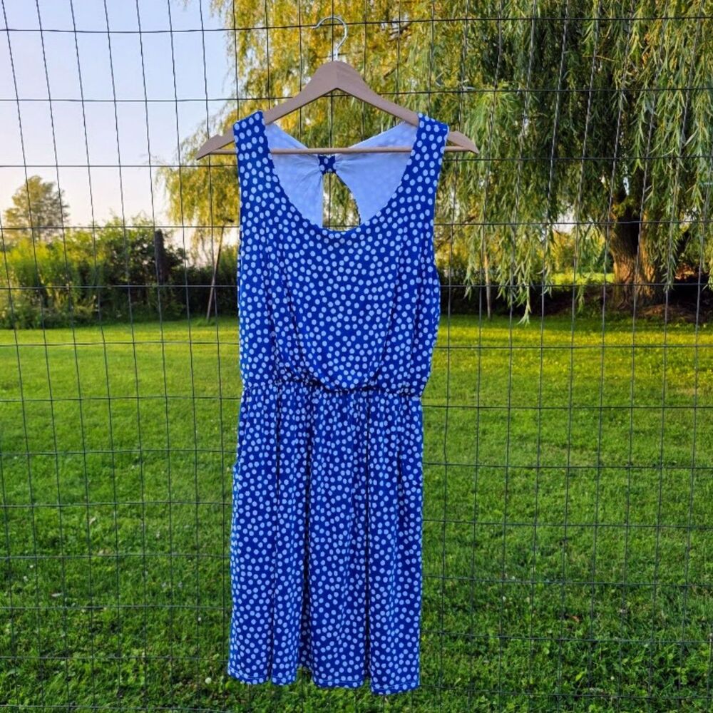 Le Lis Blue Polka Dot Sleeveless Dress S M